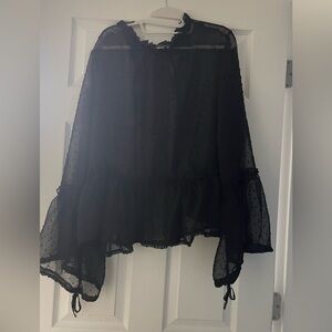 SHEIN Black Sheer Polka Dot Blouse